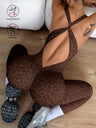 Leopard Print Cross Link Seamless Yoga Clothes Fitness Jumpsuits