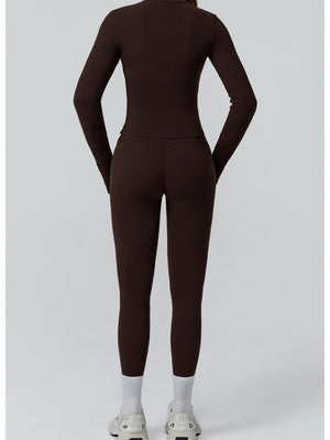 Veste de yoga bicolore en tissu brossé avec fermeture éclair, coupe-vent et ajustée