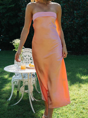 Liber Summer Women's Backless Solid Color Maxi Dresses