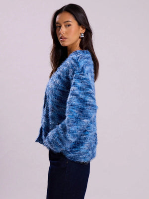 Fluffy Color matching Buttons Cardigans
