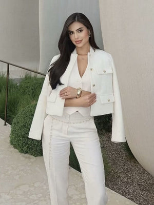 Chanel-inspired Stylish Short Dress With Button Embellishments Blazers