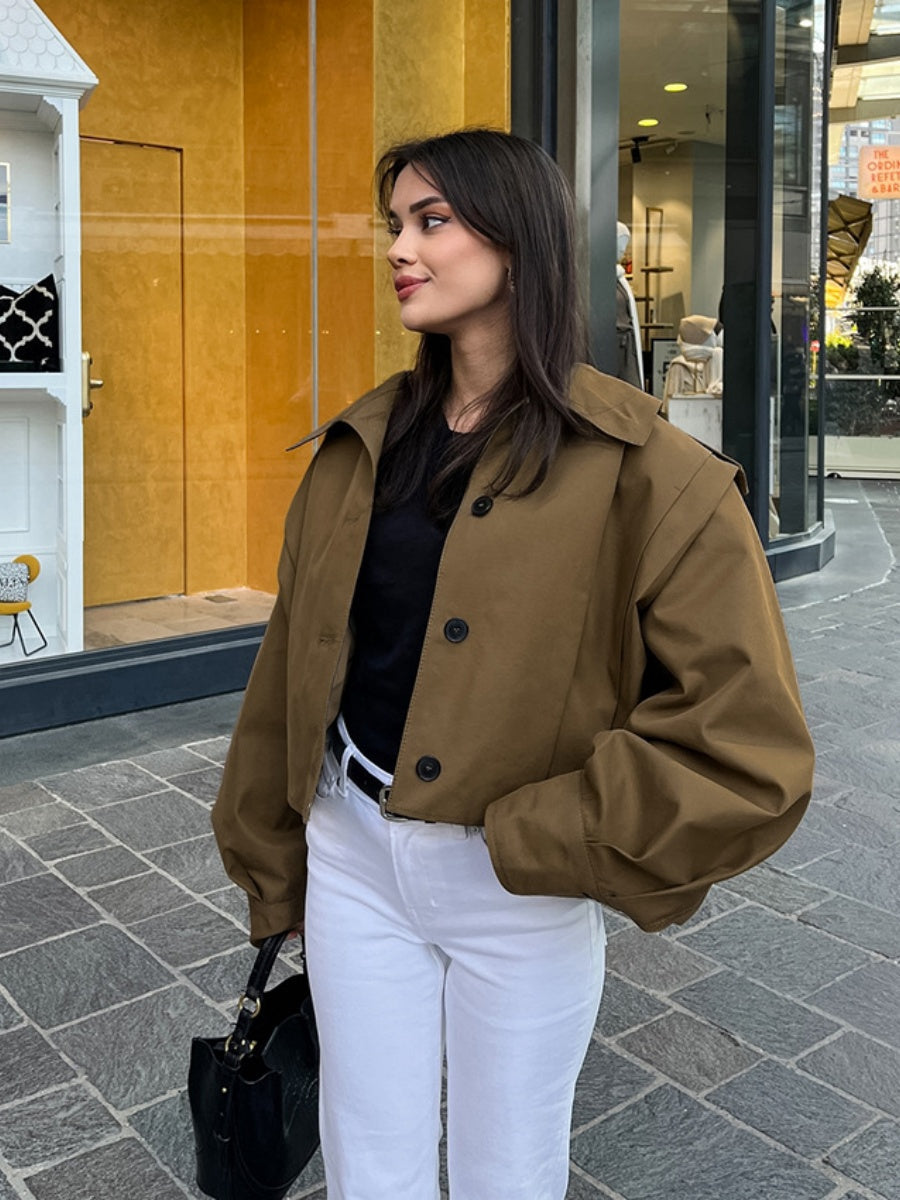 Liber Autumn Women's Buttons Solid Color Trench Coats
