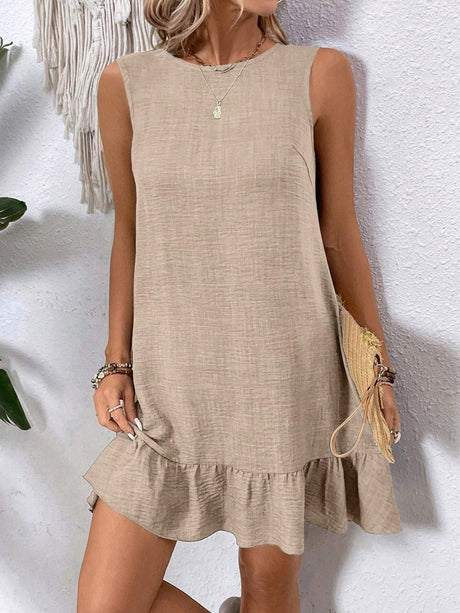 Ruffled Sleeveless Casual Short Dress