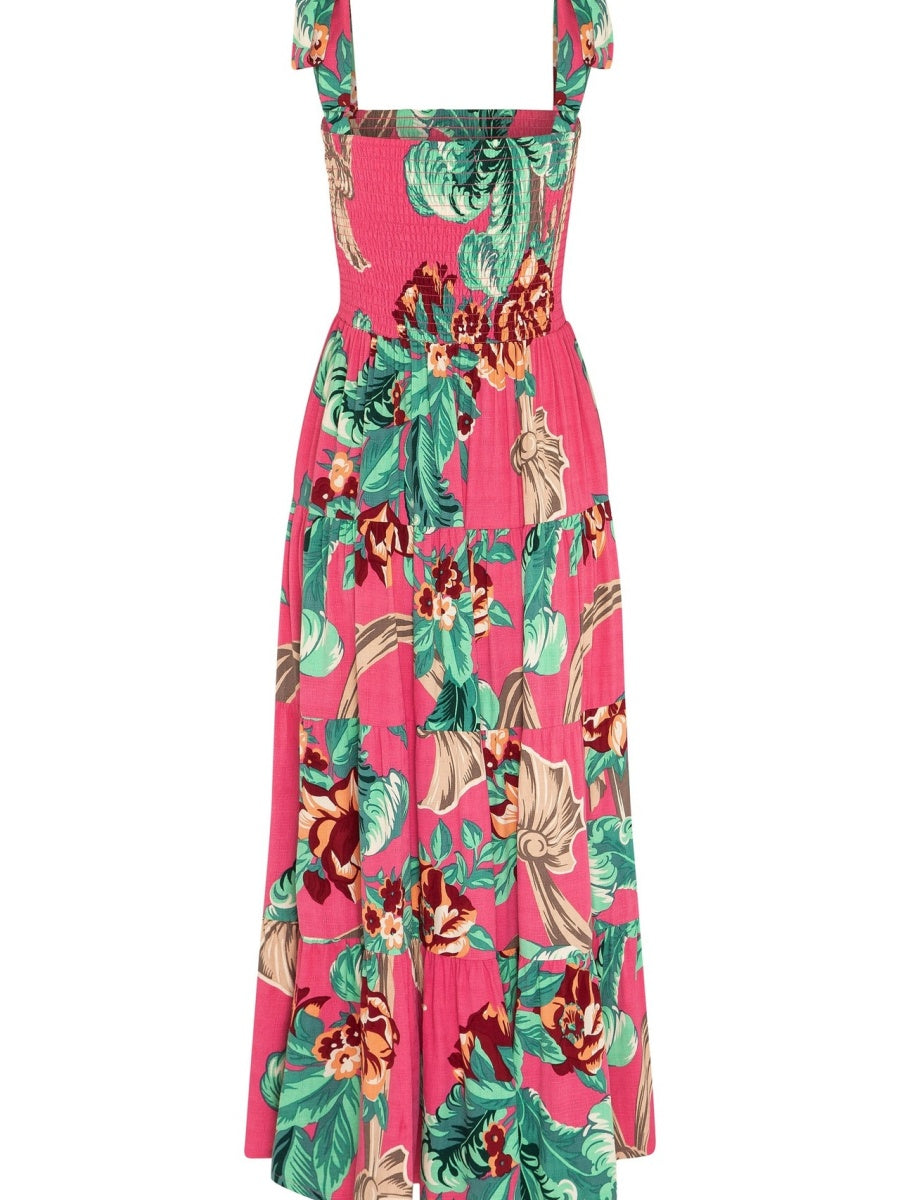 Sleeveless Flowers Printed Long Dress