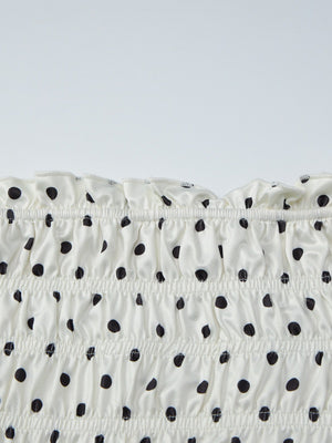 Two-piece Set: Raglan Strapless Top With Polka Dot Side Bow And Long Skirt