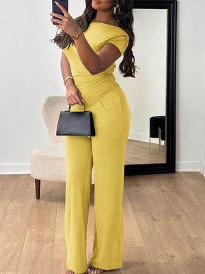 Off-shoulder Short-sleeved Trousers Two-piece Set