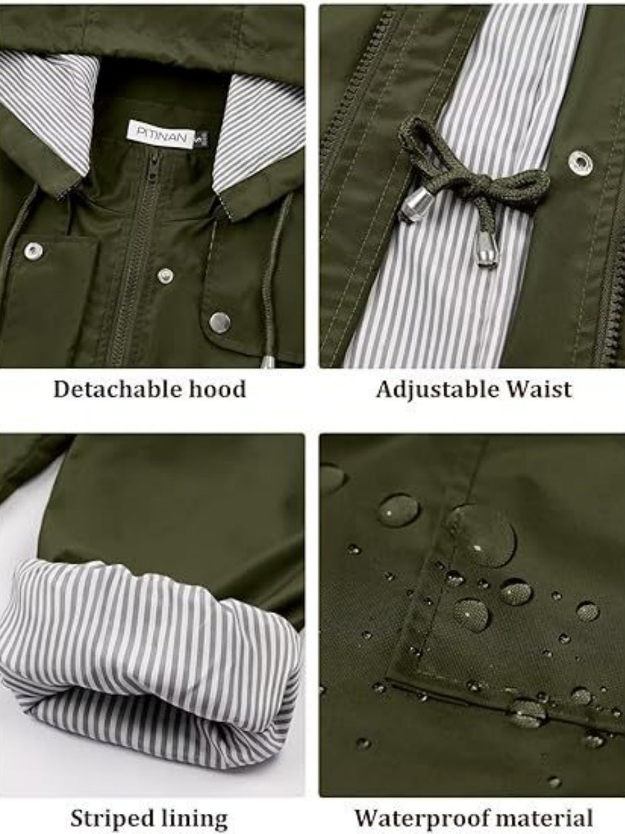Mid-length Lightweight Raincoat Water Proof Mountain Climbing Outdoor Windproof Detachable Hood Trench Coats