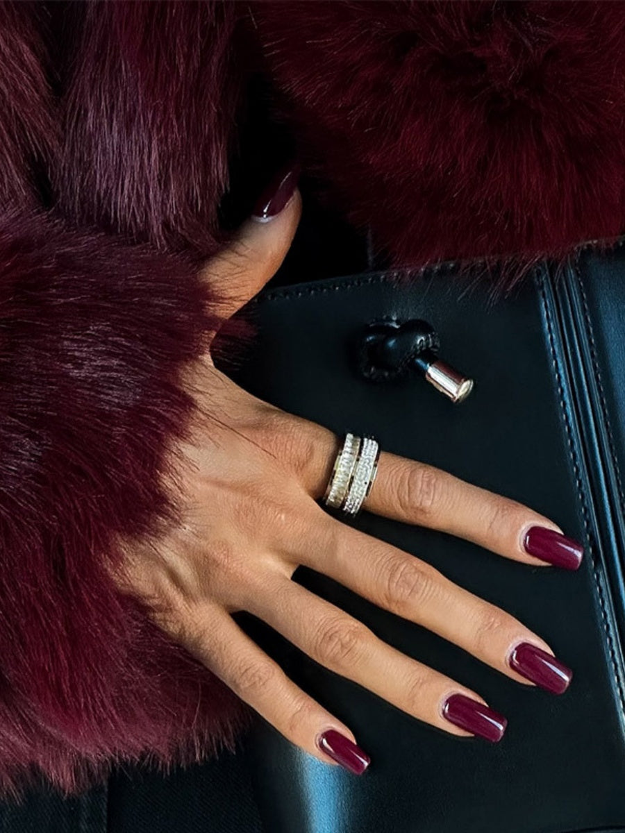 Claret Short Thick Faux Fur Jackets