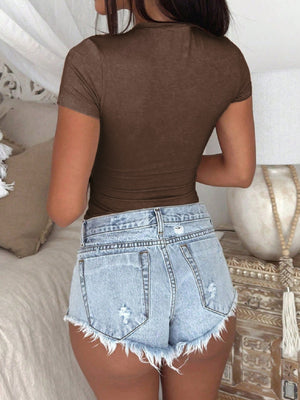 Solid Color Crew Neck Short-sleeved T-shirt