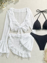 Sexy Lace Mesh Swimsuit Bikini Four-piece Set