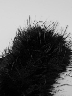 Black Sloping Shoulders Spliced Feathers Slim Fit Long Evening Dress