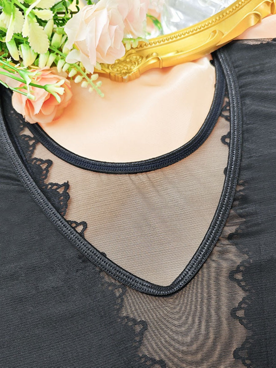 Lace Trim Hollow Bodysuits