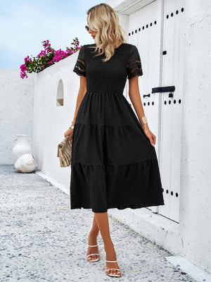 Hollow-out Lace Sleeves, Long Hollow-out Dress