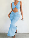 Crop Top, Fitted Fishtail Bodycon Long Dress
