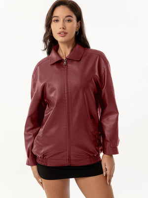 Street Cool Loose Pocket Leather Jacket