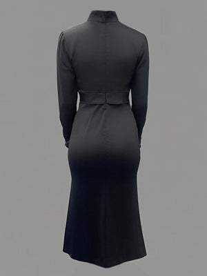 Big Butterfly Half Turtleneck Waist Hip-hugging Slit Workplace Maxi Dresses