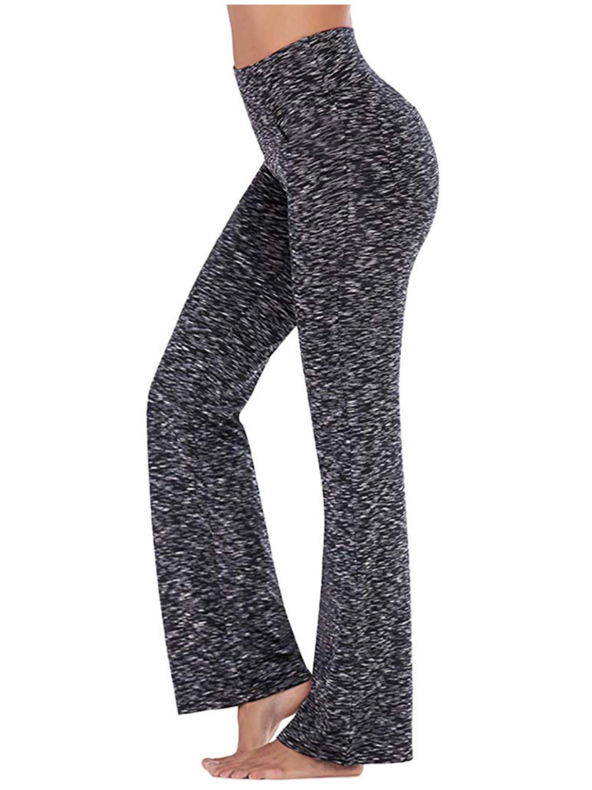 Pocket Exercise Yoga Fitness High-waisted, Tummy-flattening Elastic Flared Trousers