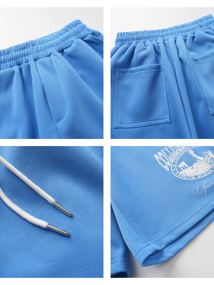 Number Letter Printed Shorts