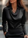 Satin Dangling Simple Long Sleeves Blouse