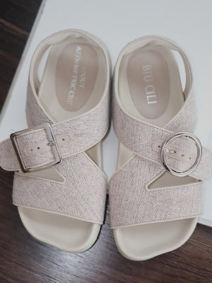 BIUCILI Mutual Performance Original Asymmetrical Design Old Qian Resort Style Square Toe Woven Basic Women's Sandals