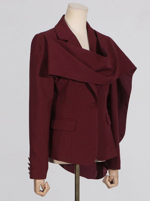 Shawl Splicing Design Pocket Solid Color Blazers