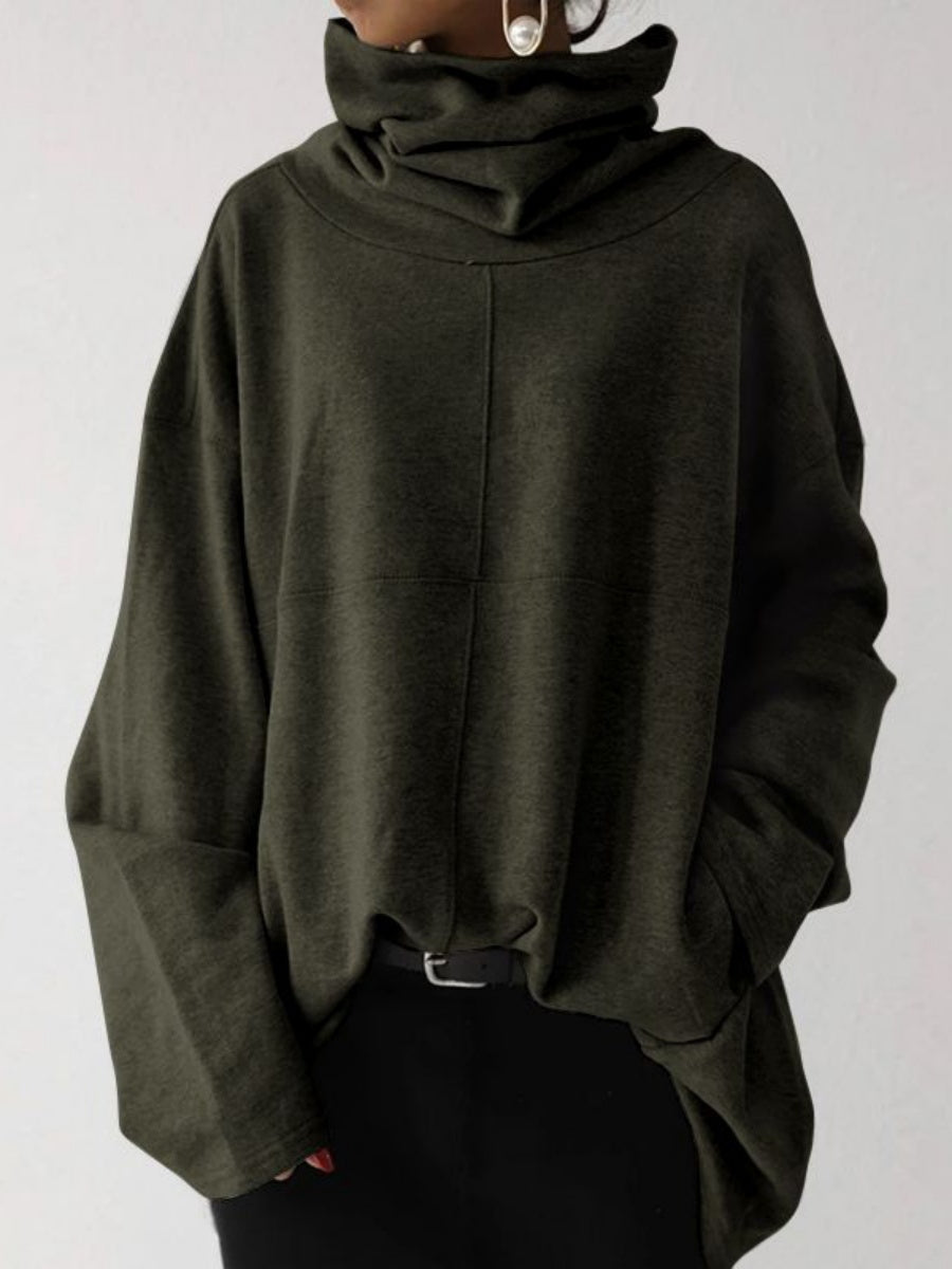Hood Turtleneck Batwing Sleeves Loose Sweatshirts