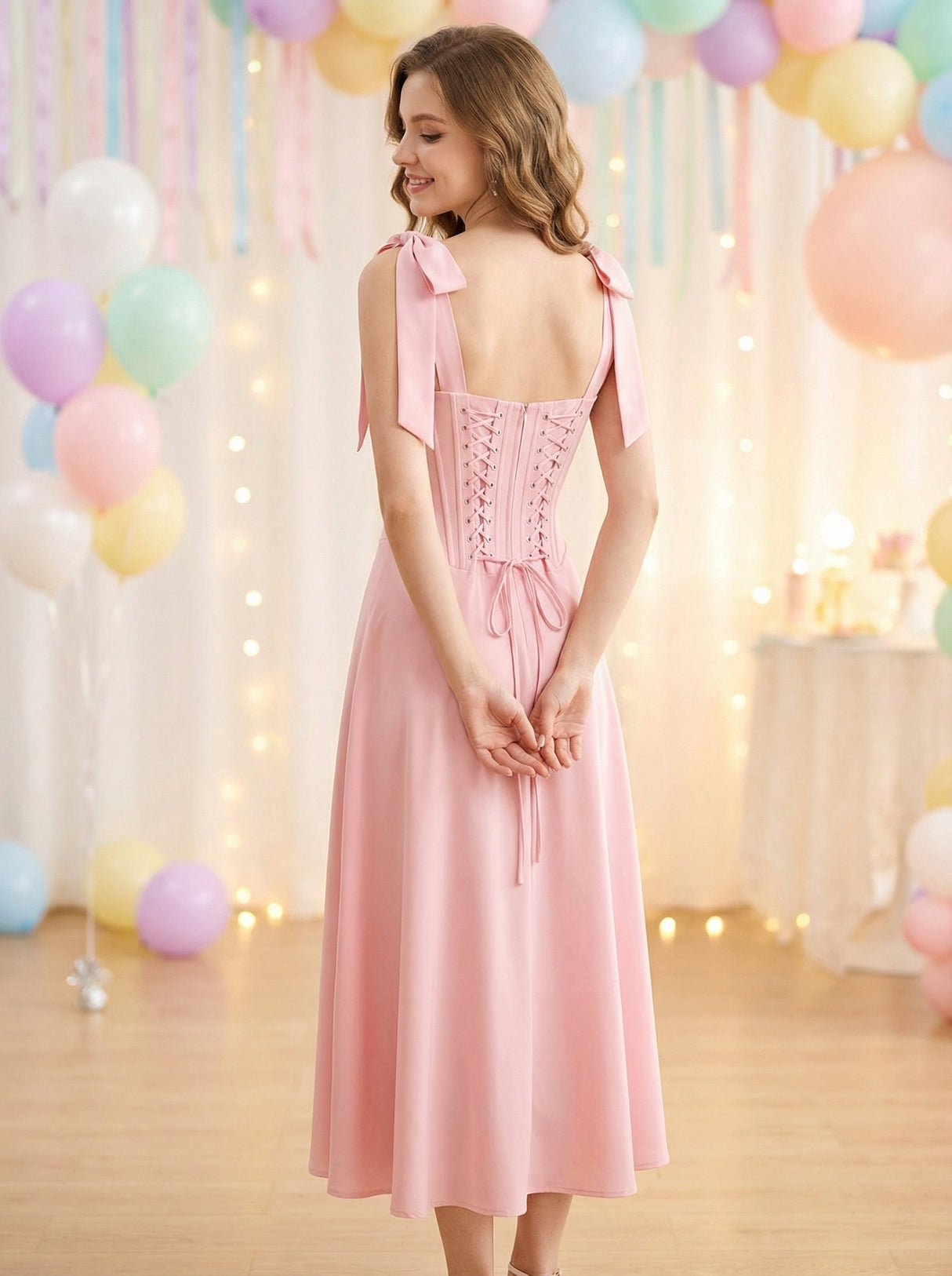 Robe longue bustier plissée à col halter Butterfly Contains Fish Bones