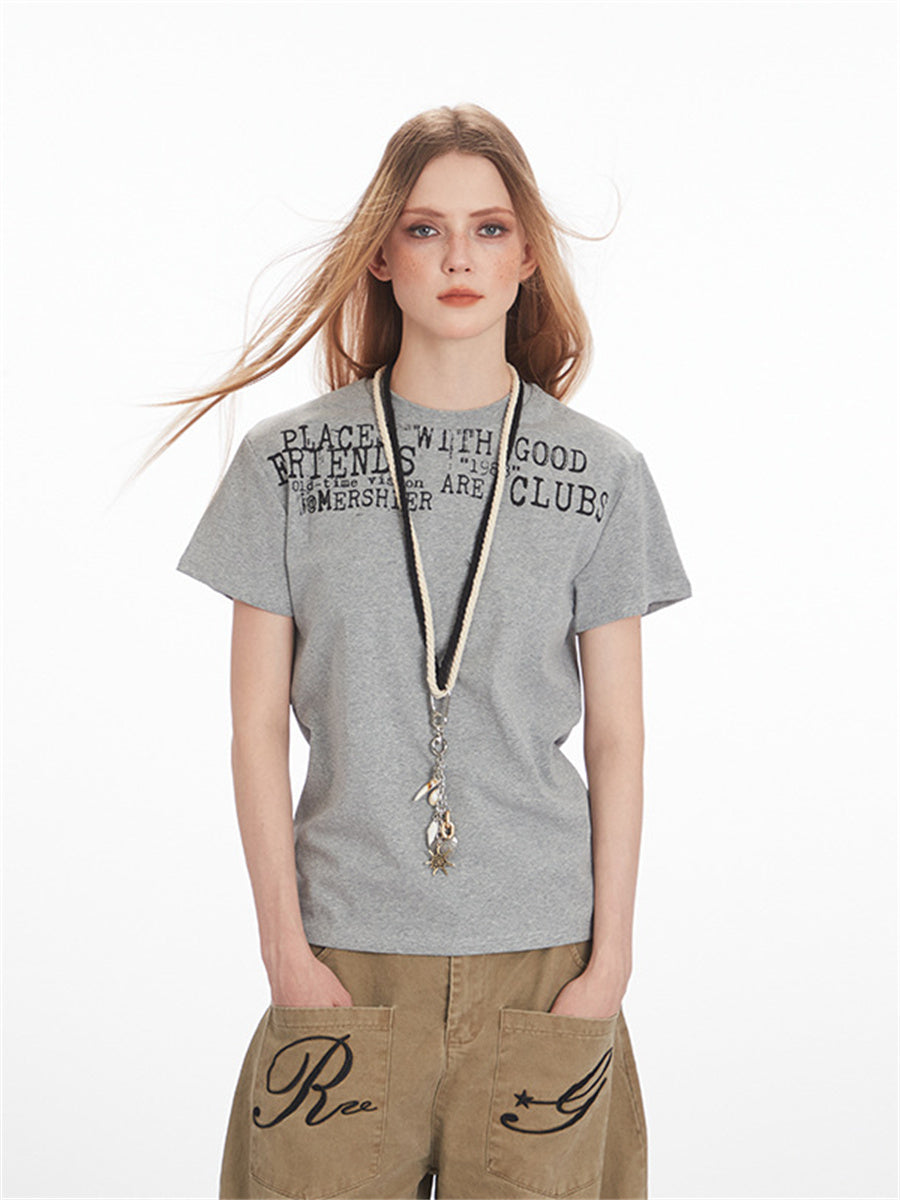 Liber Summer Women's Printed Letter T-shirts