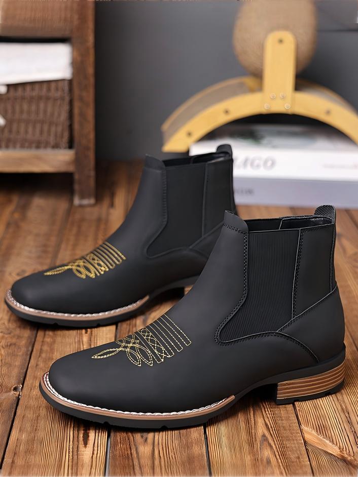 Western Embroidered Chelsea Boots