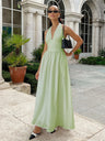 Halter V-neck Solid Color Maxi Dresses