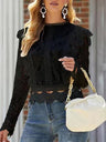 Lace Cutout Patchwork Lace Long-sleeved T-shirt