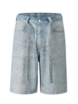 Y2K Diamond Includes Belt Loose-fitting Five-quarter Pants Jeans