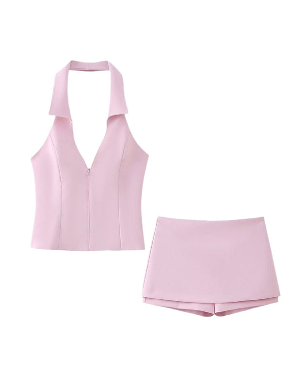 Liber SS Women's Solid Color Two-Piece Set