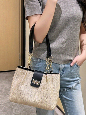 Holiday Straw Tote Bag