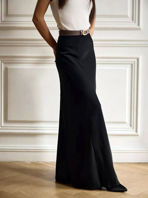 Fishtail Satin Long High-Waisted Bodycon Floor-Length Fishtail Skirt
