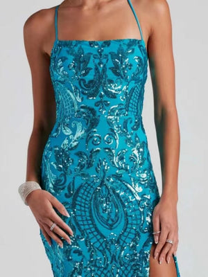 Sequins  High Side Split  Maxi Dresses