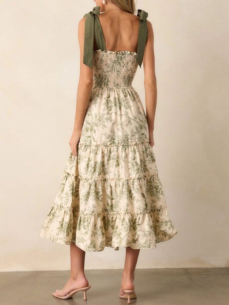 Floral Print Suspenders And Straps Maxi Dresses