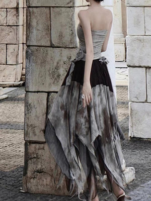 Cut And Spliced Pointed Tulle Skirt