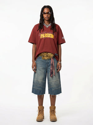 Retro Printed V-neck T-shirts