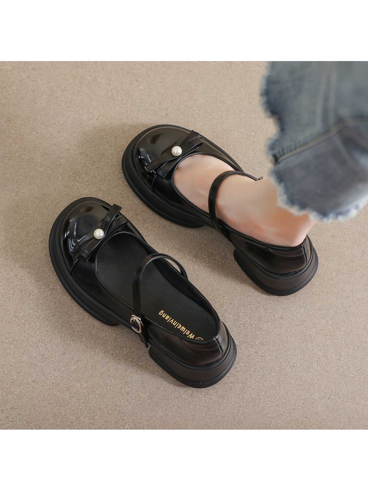 Liber Spring and Autumn Platform Bowknot Women's Mary Jane Shoes