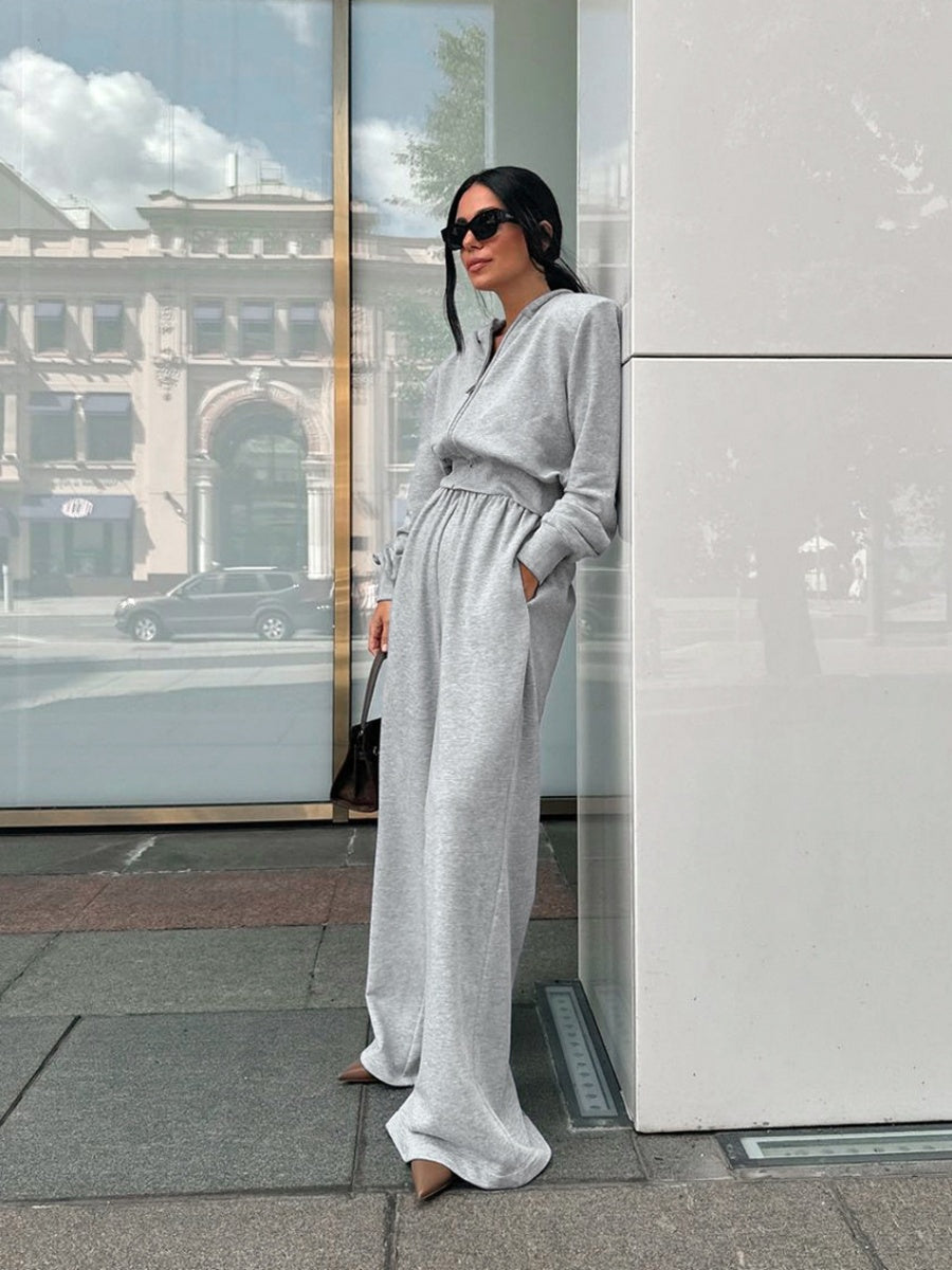 Shoulder Pad Sweatshirts&Hoodies Wide-leg pants 2-piece Sets