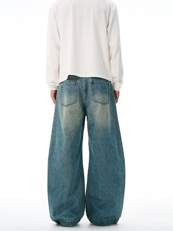 Retro Blue Gathering Machete Cleanfit Jeans