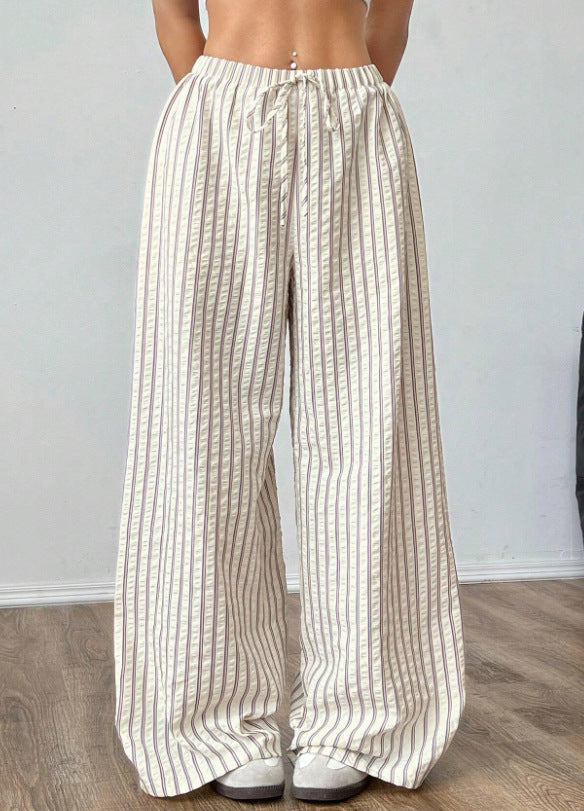 Striped Casual Straight-leg Versatile Trousers