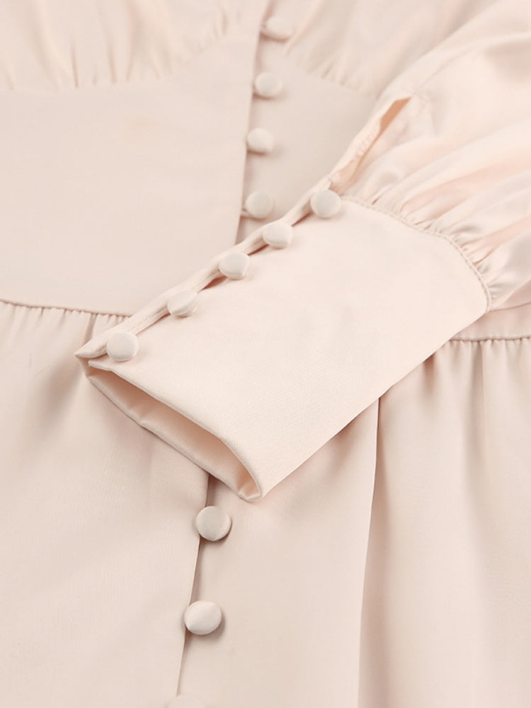 V-neck Satin Waist Retro Maxi Dresses