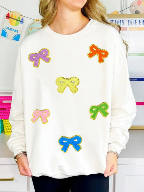 Christmas Bow-tie Towel Embroidery Sequins And Glitter Sweatshirts&Hoodies