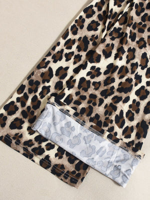 Liber Leopard Print Bell-bottoms Suspender Bodysuit/pants