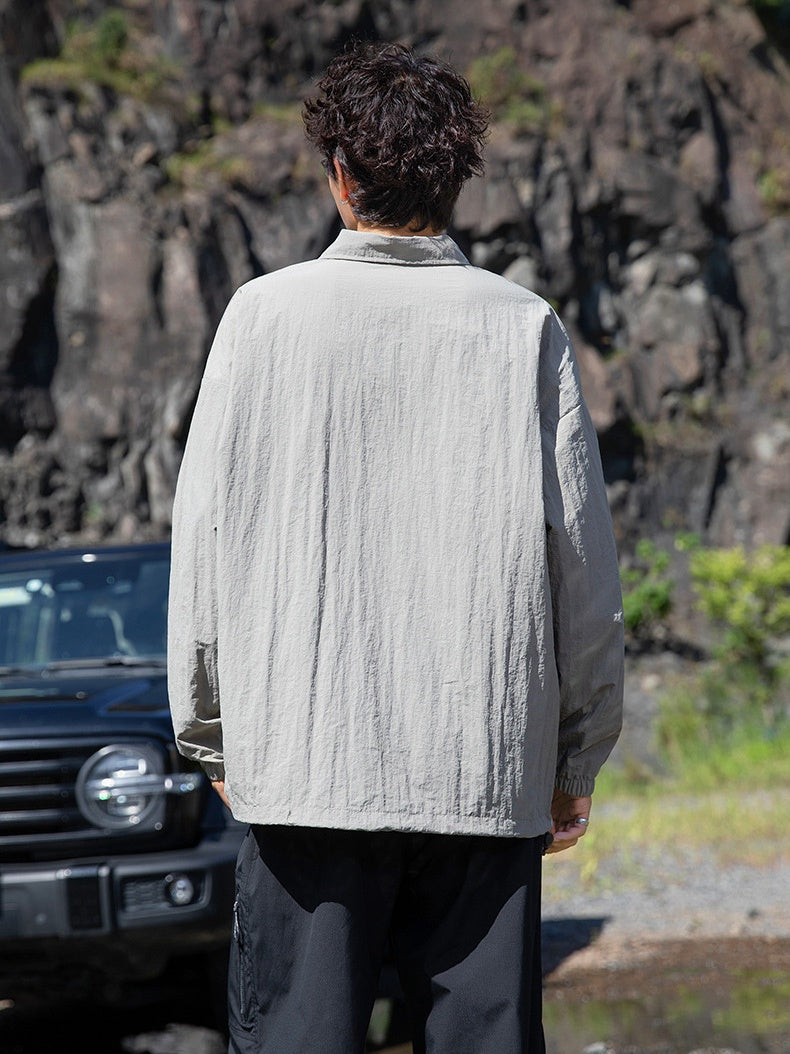 Outdoor Mountain Climbing Water Proof Loose Half Zipper POLO Shirt