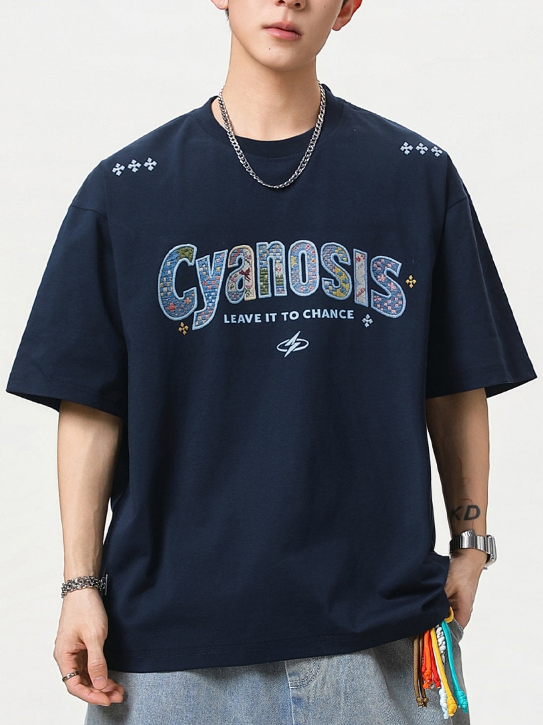 Embroidery Letter Loose-fit T-shirts
