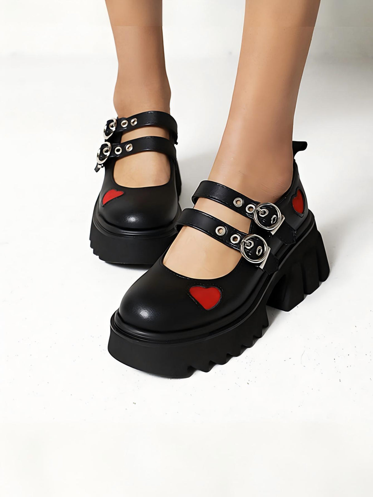 Heart-shaped Platform Mary Jane Shoes