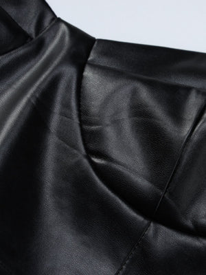 PU Leather Strappy Navel Tank Top